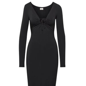 Aritzia Wilfred Chelsea Black V-neck Bodycon Midi Dress, size L